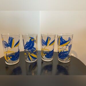 Bluebird West Virginia Specialty Vintage Mid Century Highball Glasses set of 4